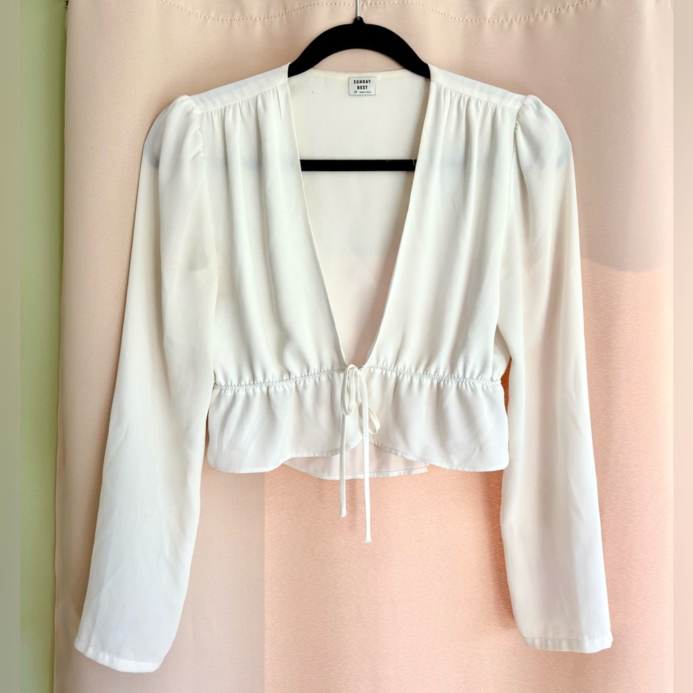 Sunday Best White Puff Sleeve Crop Blouse